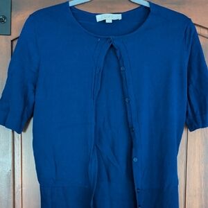 LOFT Navy Short-Sleeve Button Cardigan